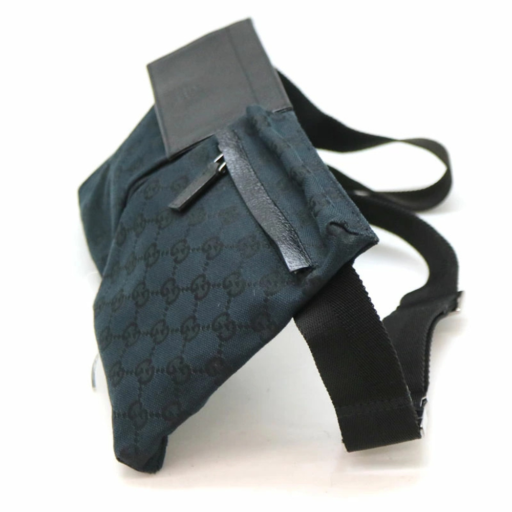 GUCCI Waist Clutch GG Canvas Leather Black Bag Body Bum Crossbody Belt - Picture 3 of 6
